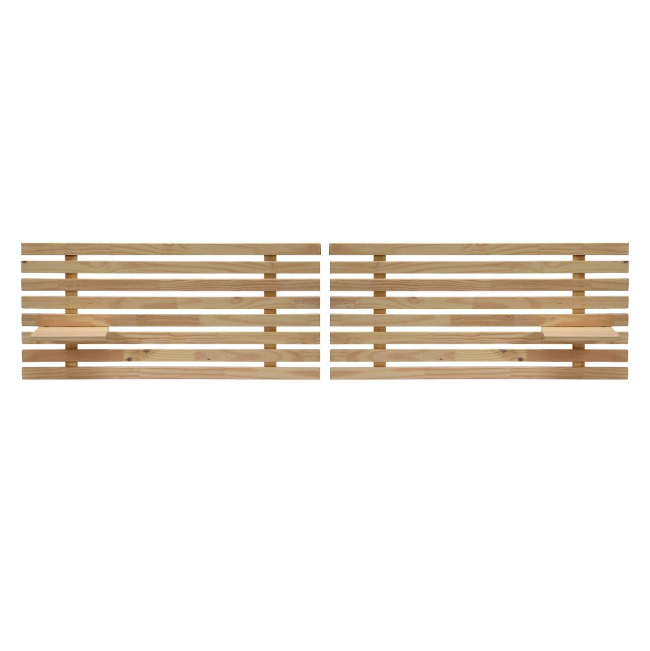 Hello Honey® Adjustable Natural Solid Wood 2-Panel Headboard Set with Wall Storage for Twin, Queen or King